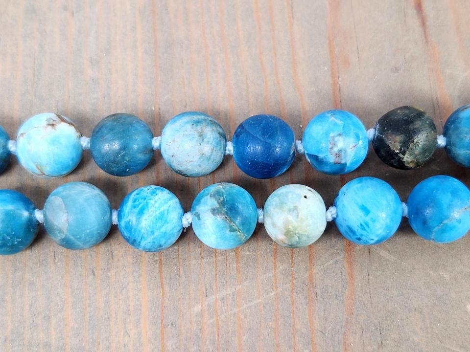 hand knotted apatite beaded necklace