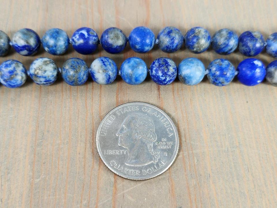 8mm matte blue denim lapis beads