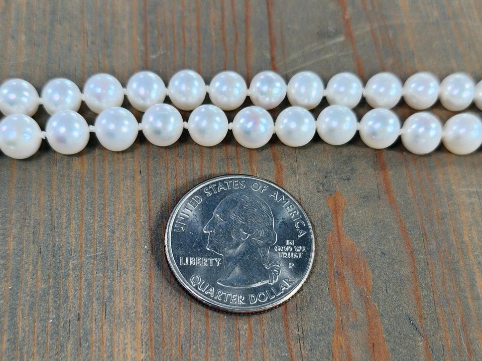 7mm near round white freshwater pearls
