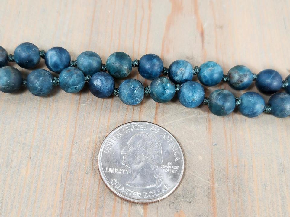 8mm dark blue matte apatite round beads