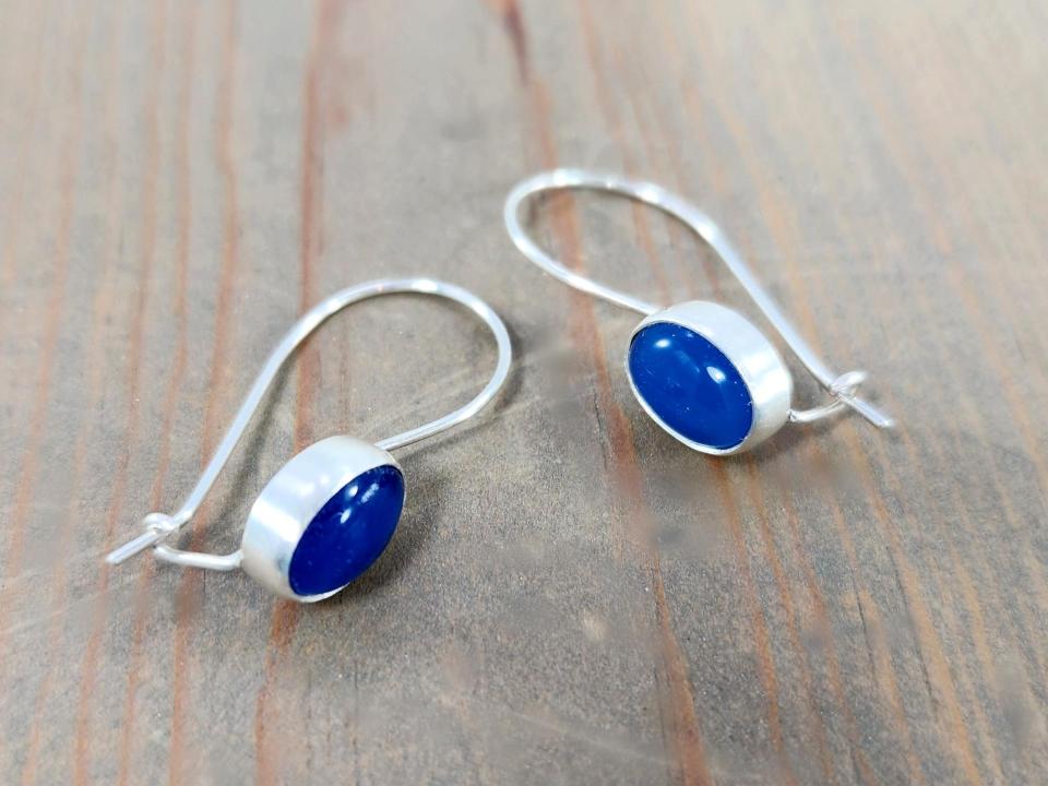 Blue onyx earrings deals
