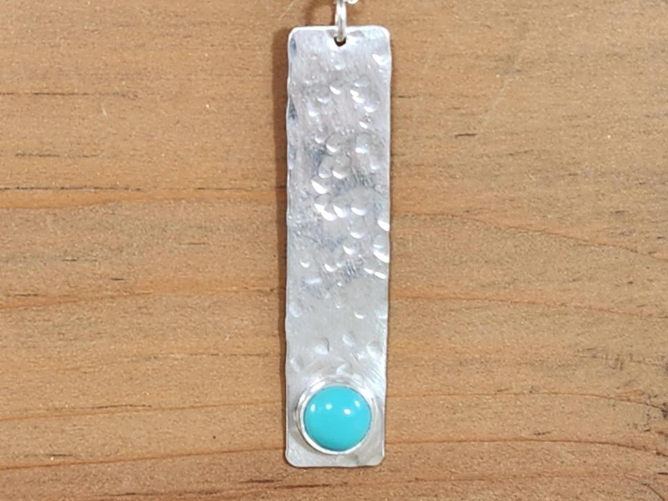 turquoise and silver stick pendant