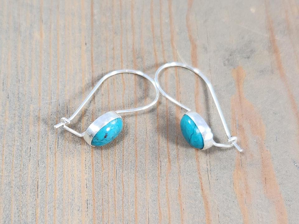 turquoise kidney wire earrings