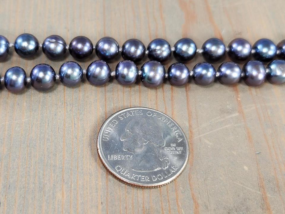 7mm blue purple peacock pearls