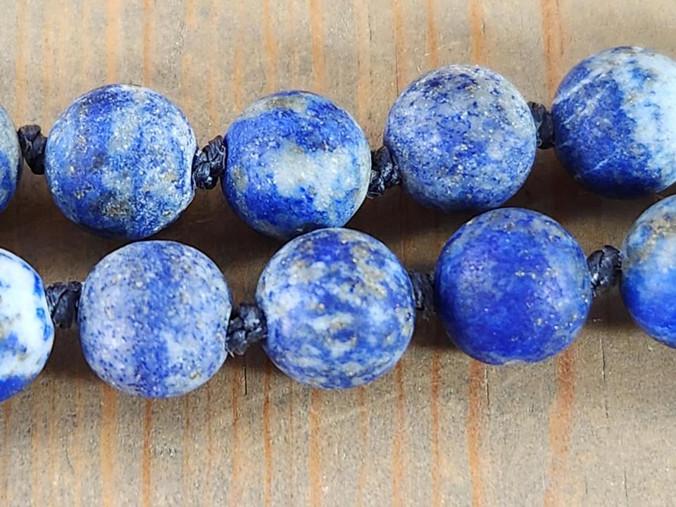 hand knotted blue denim lapis beads