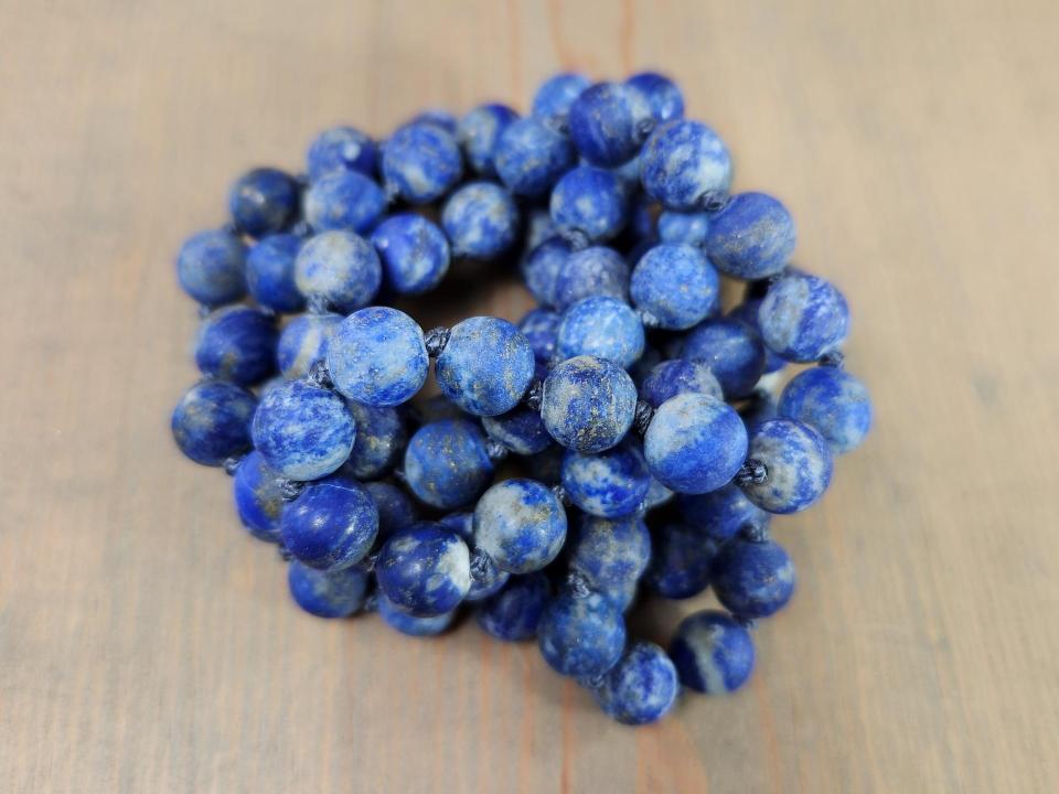 denim lapis bead necklace