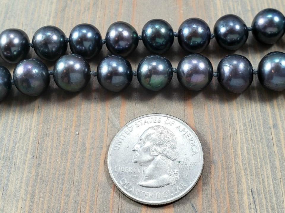 10mm blue gray peacock pearls
