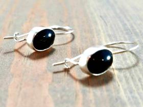 Oval Black Onyx Earrings