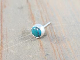 one blue turquoise post earring