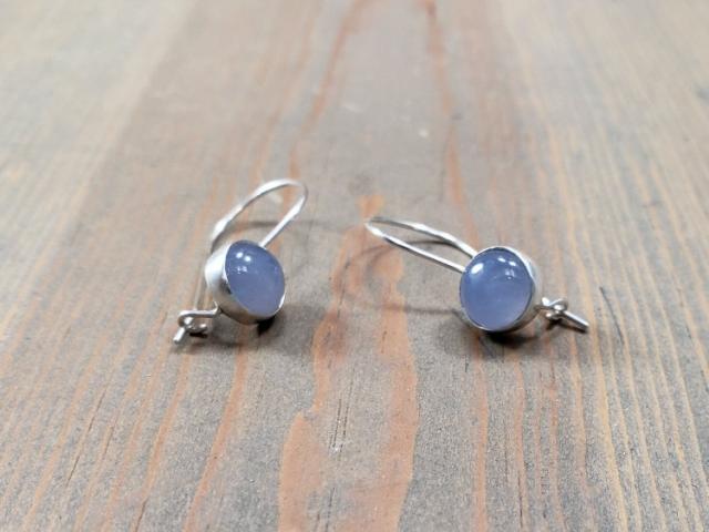 blue chalcedony locking earrings
