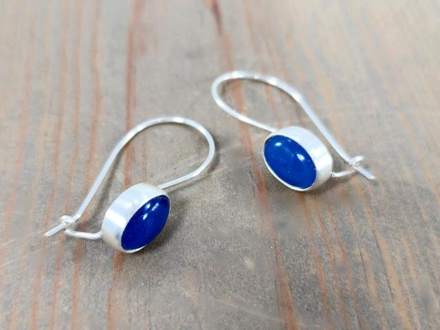 blue onyx kidney wire earrings